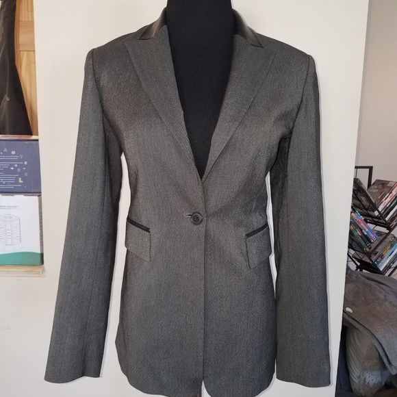 NWT Express Leather Trim Tuxedo Blazer - Picture 2 of 6